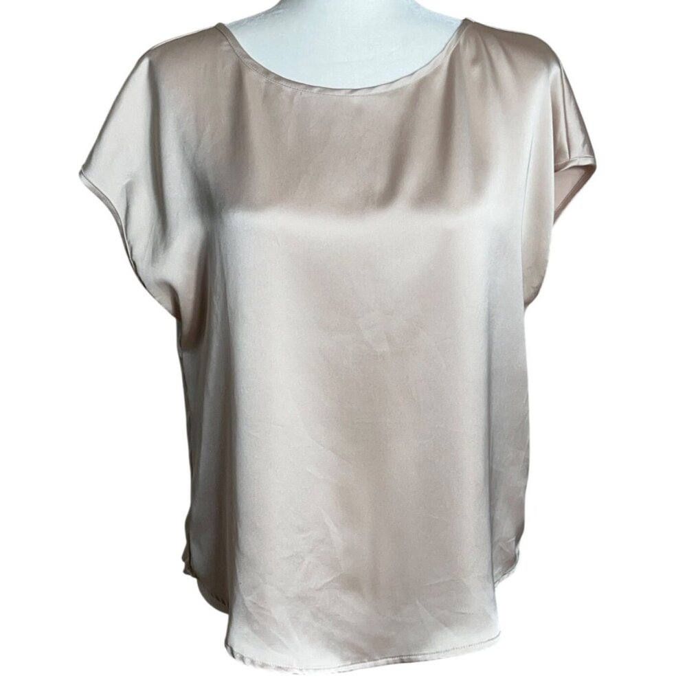 Nicole Miller Satin Top Blush Elegant Glam Coquette Minimalist Womens M